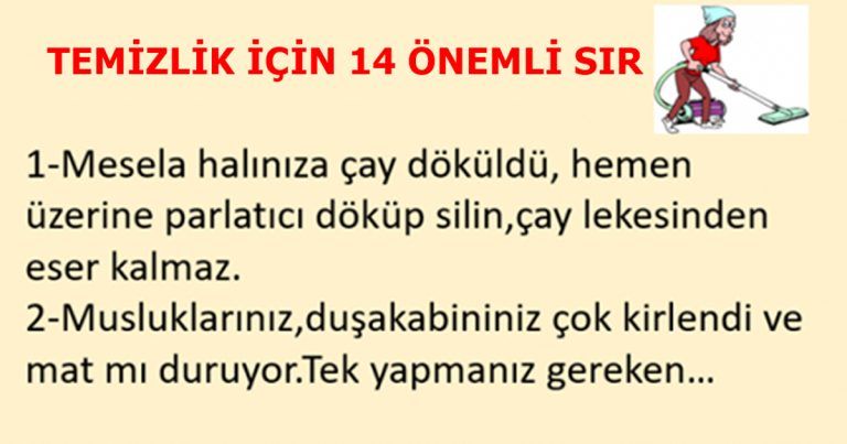 Temizlikteki Bu 14 Önemli Bilgi Çok İşinize Yarayacak