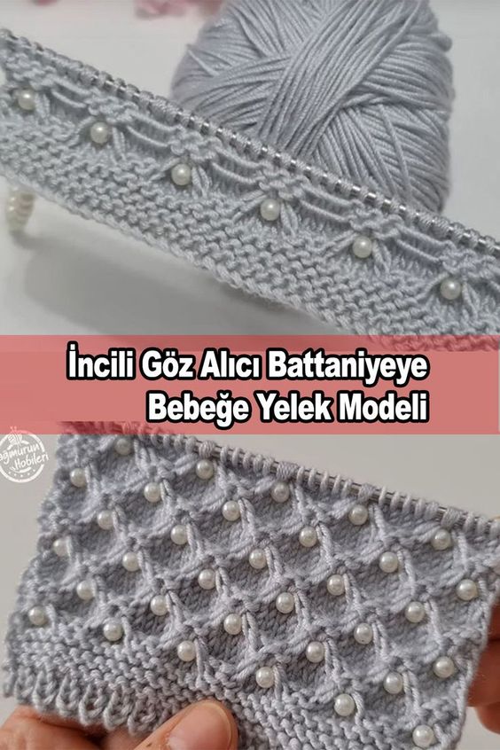 İncili Göz Alıcı Battaniyeye Bebeğe Yelek Modeli