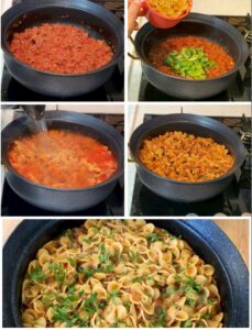 Kıymalı Domates Ve Fesleğen Soslu Fiyonk Makarna