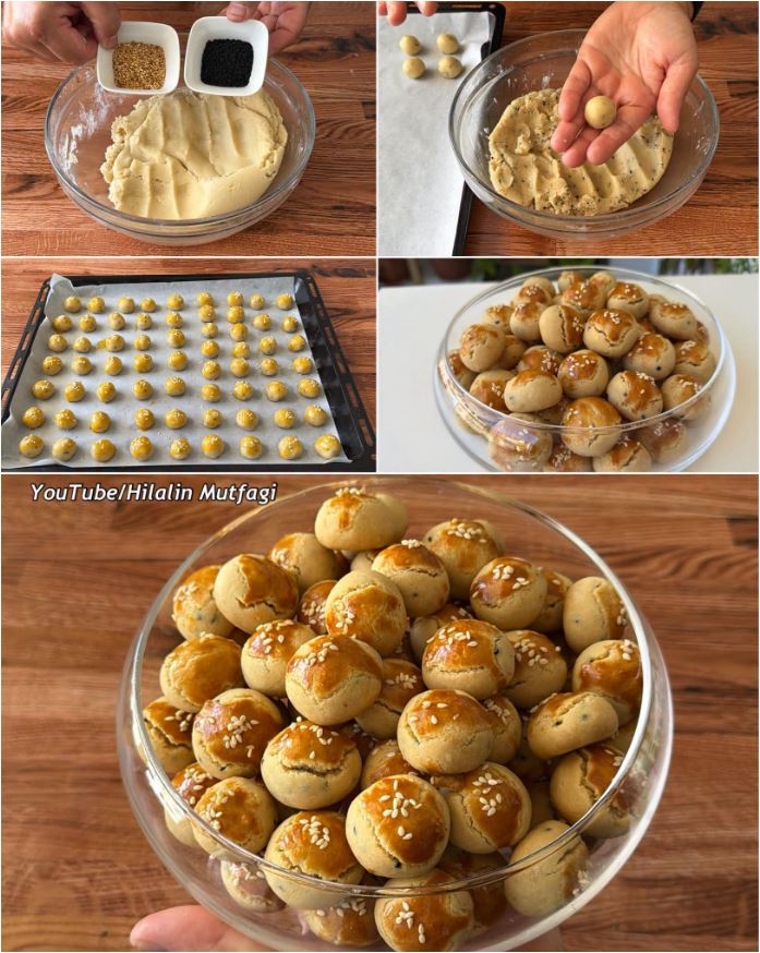 Uzun Süre Bayatlamayan Susamlı Çörek Otlu Misket Kurabiye