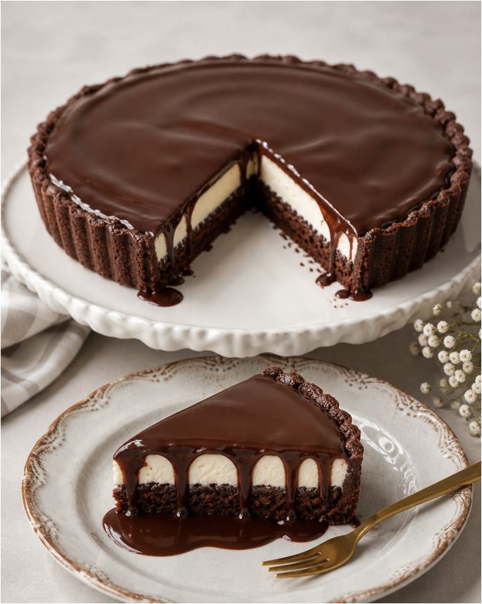Arası Kremalı Çikolatalı Tart Pasta